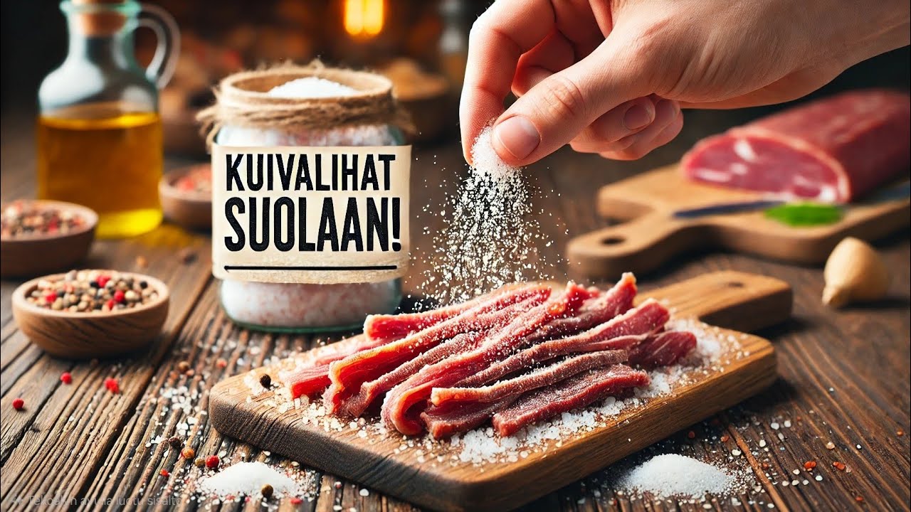 Kuivalihan valmistus. Leikkaaminen ja suolaus.