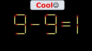 Move only 1 stick to make the equation correct. Matchstick puzzle 9-9=1