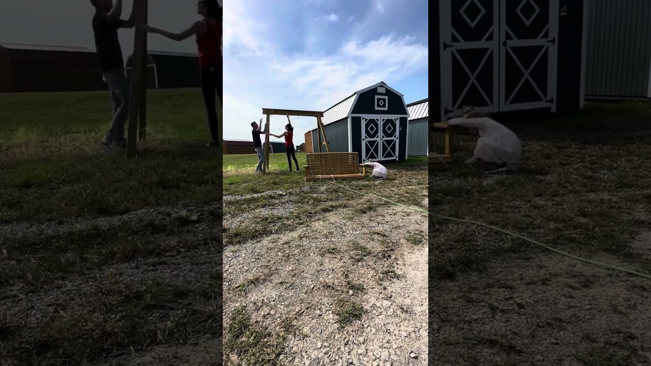 Installing our Amish swing sets 