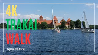 【4K】 Lithuania Trakai Walk - along the Galve Lake Side and around the Island Castle