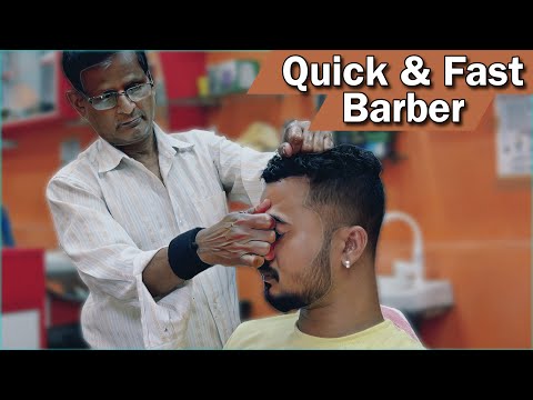 Barber Moves really fast and beats your Head to relax your Day - Head Massage by Indian barber
