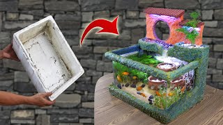 Amazing Ideas  Tips for Making Waterfall Aquariums from Cement and Styrofoam Box