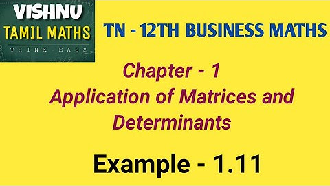 Example - 1.11 | TN-12th B.Maths | Chapter -1 | Application of matrices and determinants.