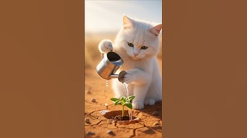 the cat survives by giving water to a drying orange 🍊 #ai #animal #save #tree #watering