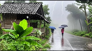 🔴LIVE Heavy rain in beautiful Indonesian Village||very beautiful and relaxing