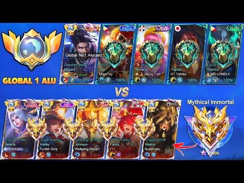 Top 1 Global Alucard Ft. 4 Epic Vs 5 Mythical Immortal All Globals | Who Win?! 💀🔥