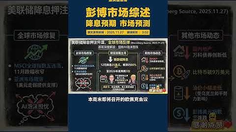 【20251127】彭博社最新消息： 美联储降息押注升温带动市场上涨，源哥带来深度解读～
