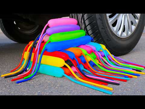Experimento: 250 Globos de Agua VS Rueda de Coche | Aplastando Cosas Crujientes con el Coche