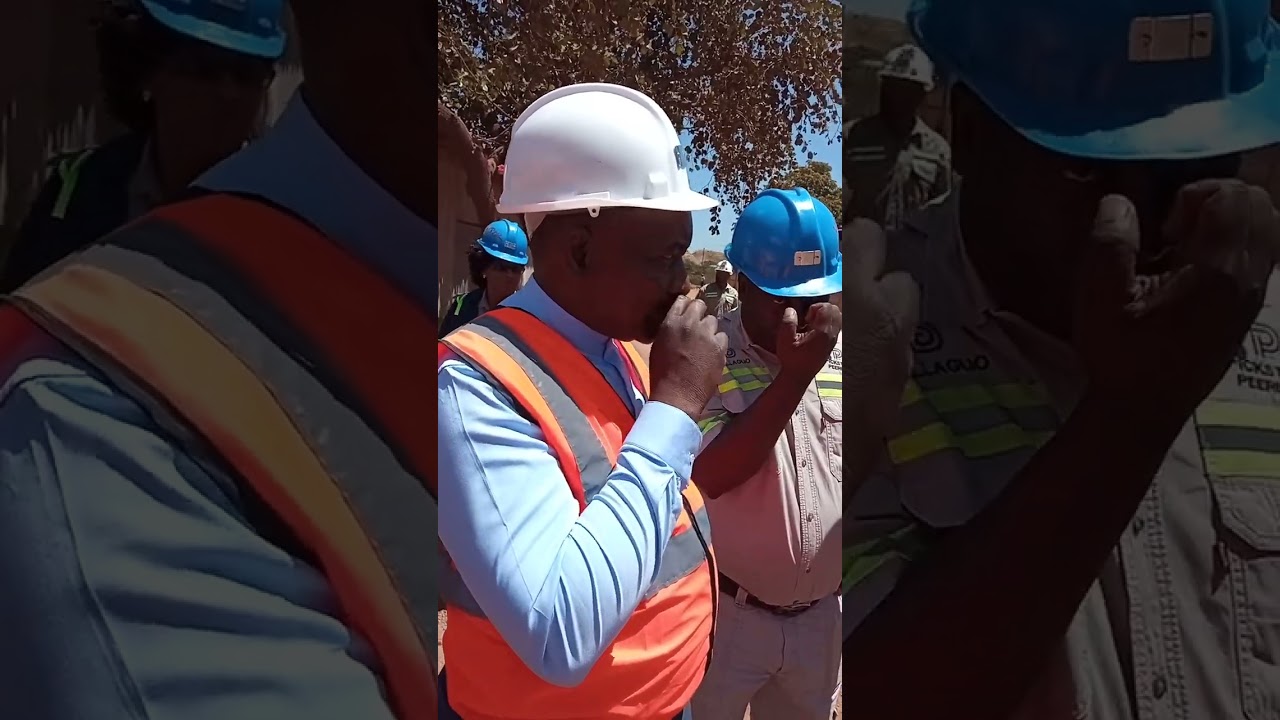 Honourable Minister of Mines and Mining Development Zhemu Soda tour Pickstone Mine operations.