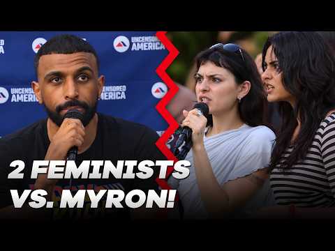 2 Feminist College Students CHALLENGE Myron on Immigration and America First!