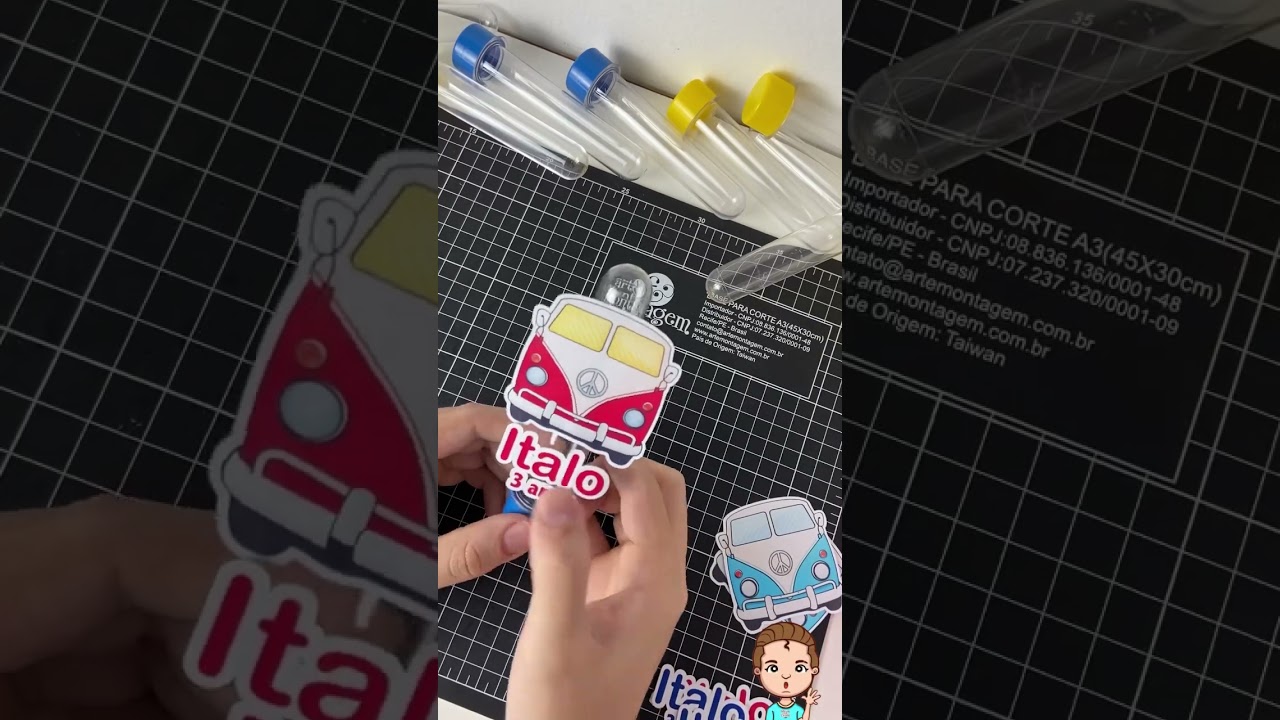 Dia a dia de produção: Tubetes com apliques tema Kombi! 