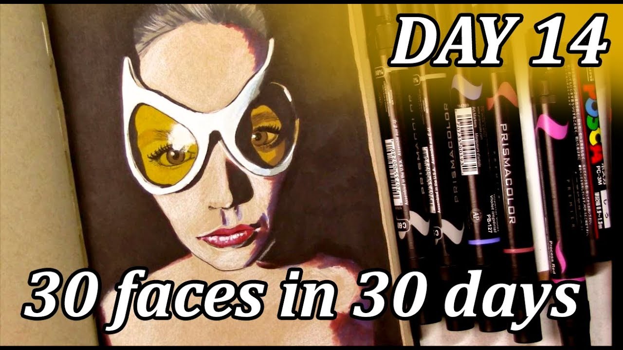 30 FACES in 30 DAYS // Art challenge // Day 14: mixed media alcohol ...