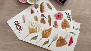 Dried flower bouquet and boho wedding clipart collection. Watercolor Boho PNG flowers clipart