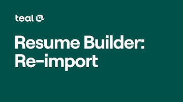 Resume Builder: Re-import