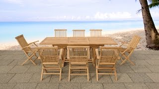 Beliani Garden furniture acacia wood - table with 8 chairs - JAVA - Eng