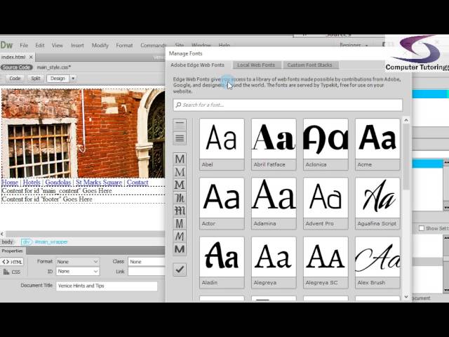 Change font-family and Background-color - How to create a website from scratch in Dreamweaver part 6