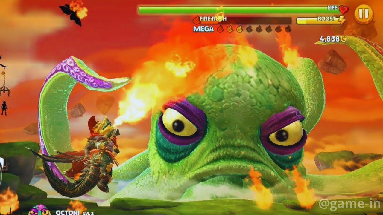 Hungry Dragon : GEOGANTIS VS GIANT OCTOPUS (OCTONI) Level 2 - Gameplay Walkthrough [Android iOS]