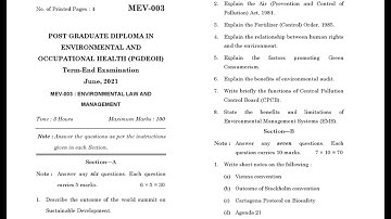 MEV - 003  June 2021 Question Paper