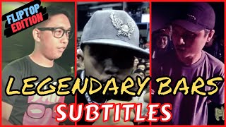 LEGENDARY FLIPTOP BARS OF ALL TIME PART 1 | SUBTITLES | BOBOEDITS | BLKD | LOONIE | SAK MAESTRO