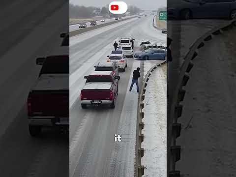 Video Car Loses Control on Icy Highway—Pedestrian Narrowly Missed in Chilling Winter Near-Miss