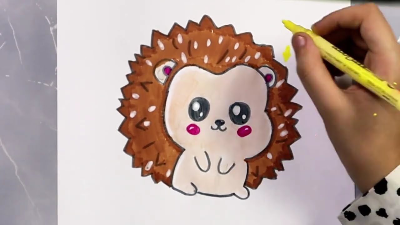 Cute Hedgehog Drawing for Kids | Simple Marker Coloring Tutorial