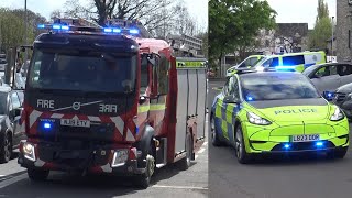 ELECTRIC POLICE CAR! Cumbria Police Tesla Demonstrator and Ulverston Day Crew Pump Turnout!