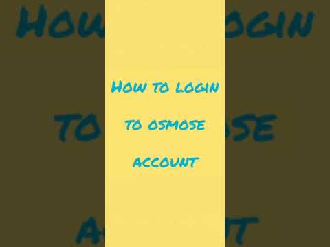 HOW TO LOGIN OSMOSE ACCOUNT