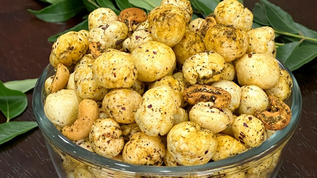Curry Leaves Masala Makhana-Roasted Makhana Recipe For Weight Loss-Makhana Recipes-Easy Snack Recipe