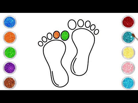 Baby Feet Drawing, Painting and Coloring For Kids and Toddlers | Easy Drawing | Kiddo Art