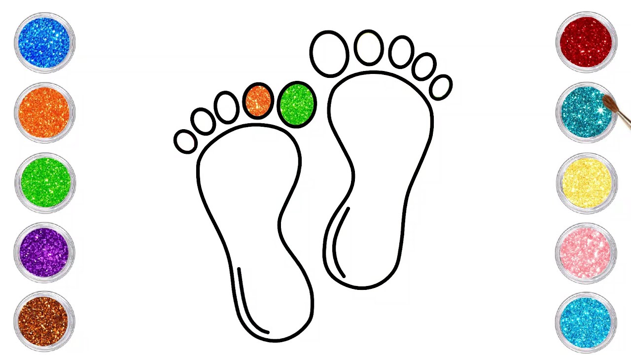 Baby Feet Drawing, Painting and Coloring For Kids and Toddlers Easy