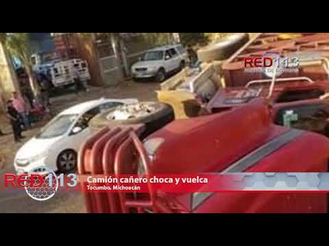 VIDEO Camión cañero choca y vuelca, en Tocumbo