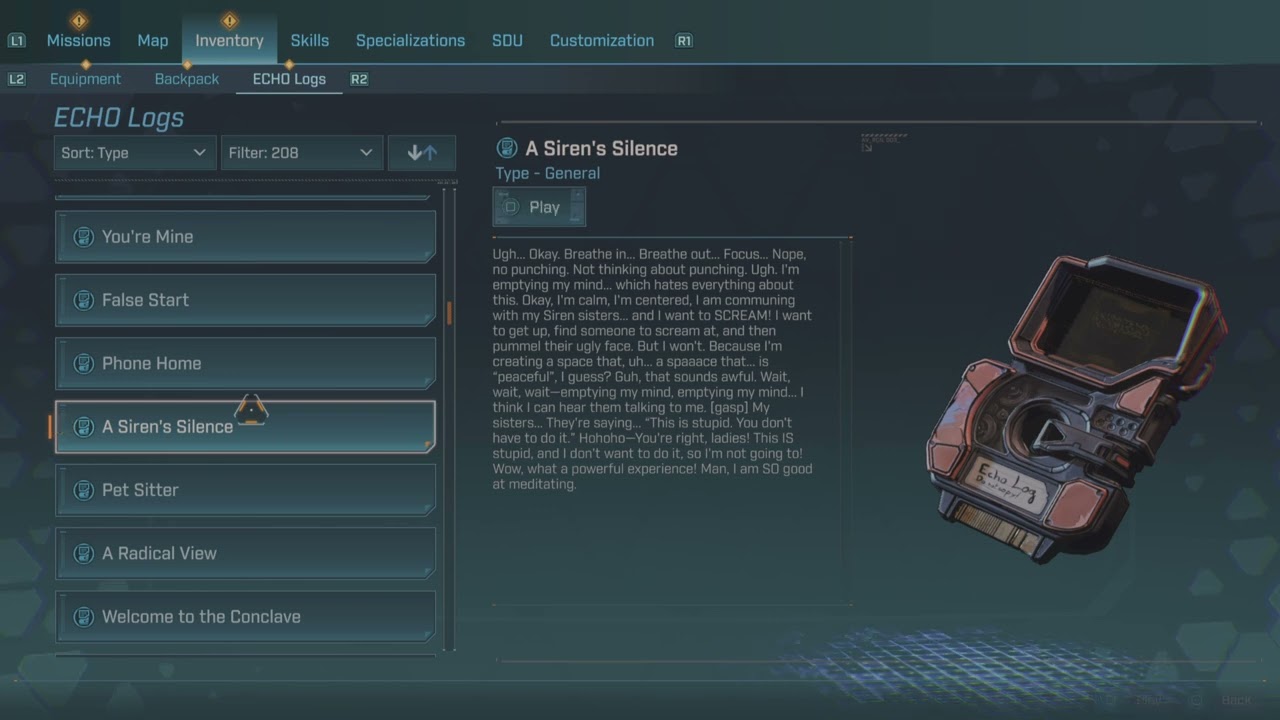 Borderlands 4 Amara ECHO Logs