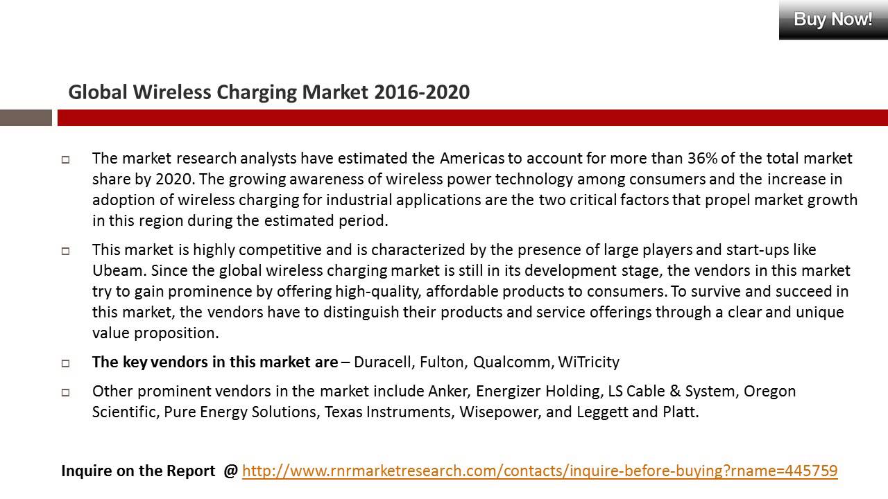 Wireless Charging Market Trends 2016-2020: Worldwide Forecasts Report