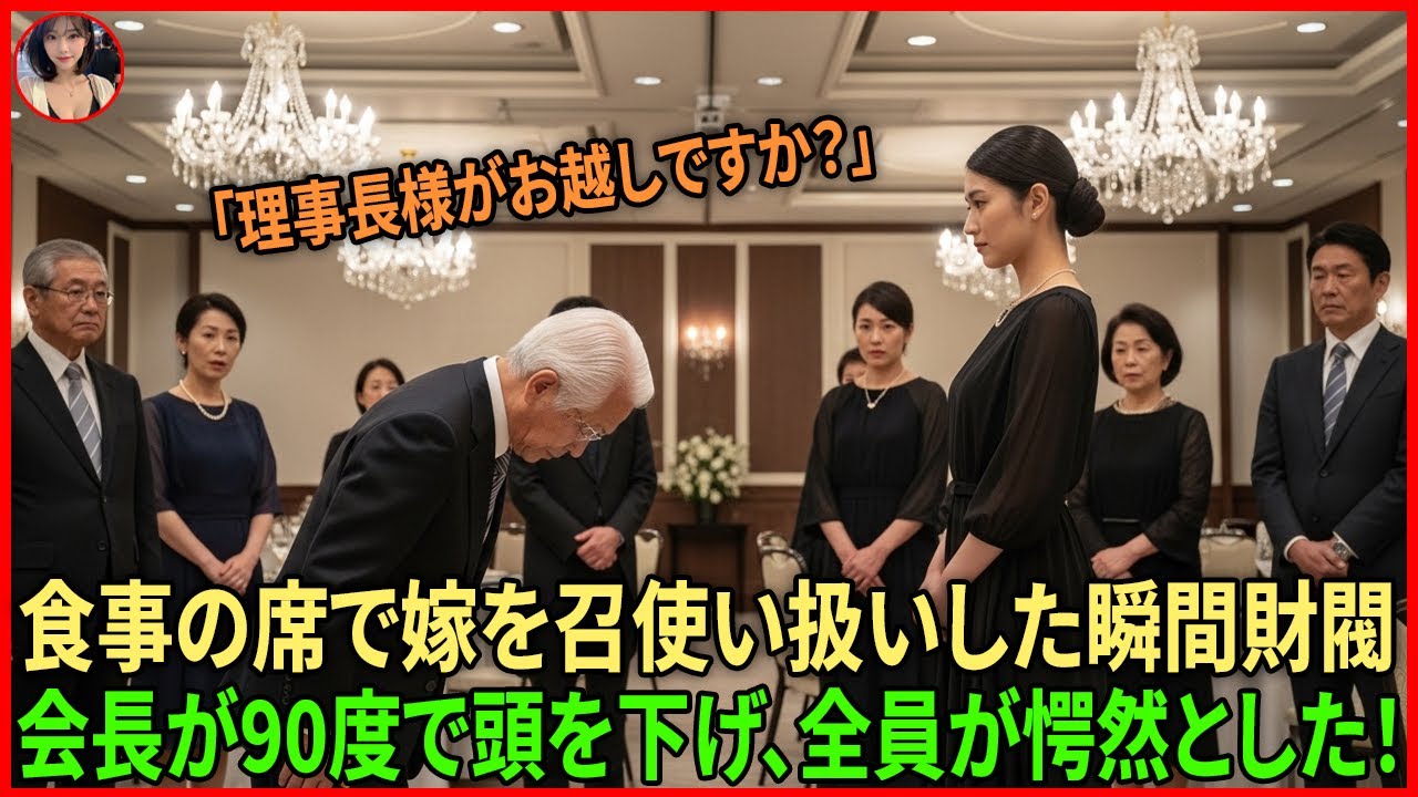 食事の席で、嫁を召使い扱いした瞬間――財閥会長が90度で頭を下げ、全員が愕然とした。#動エピソード#老後の物語 #家族の物語