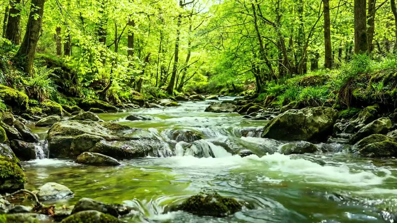 Winding Forest Stream Flowing Gently, Birds Singing in Trees, Relaxing Nature Sounds for Calm ASMR