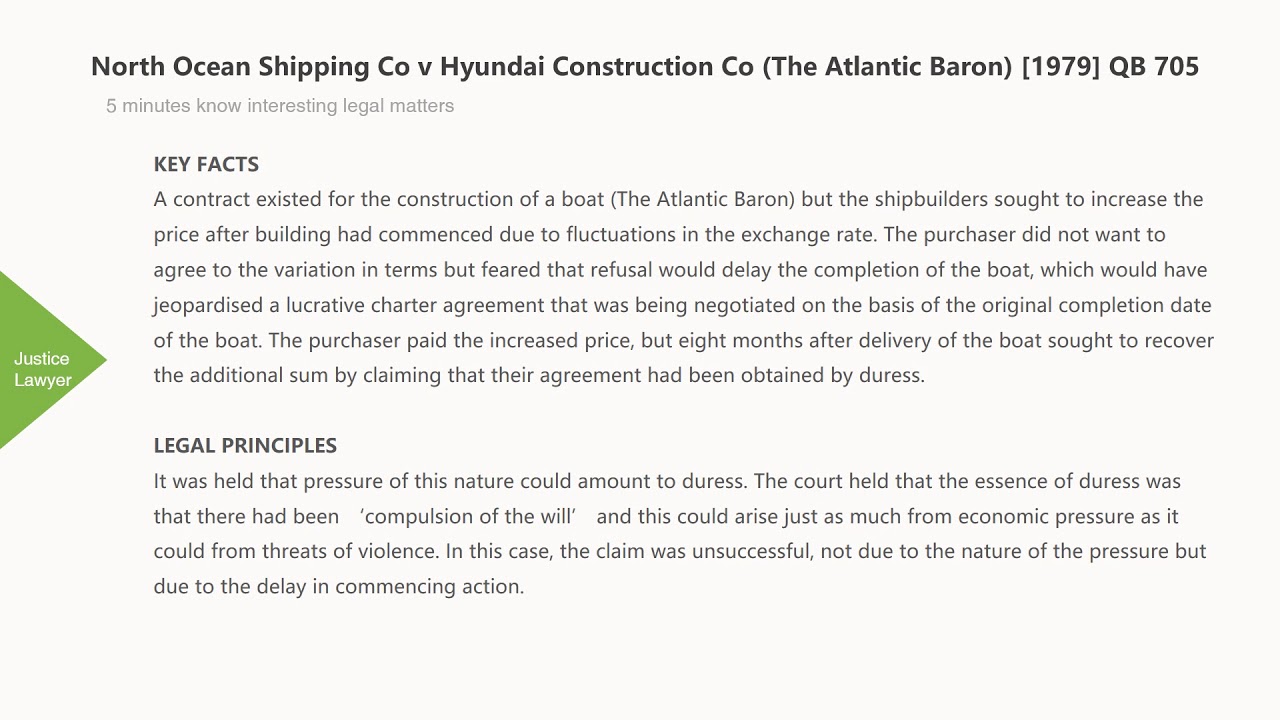[Case Law Contract][duress by eco pressure] North Ocean Shipping Co v ...