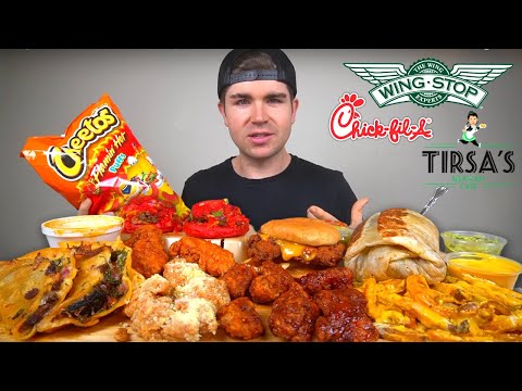 Eating EVERYTHING I CRAVE Mukbang! Mexican Food + Birria, WingStop, Flamin Hot + 80K Special