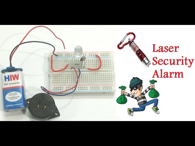 Laser Security Alarm System Project, Breadboard