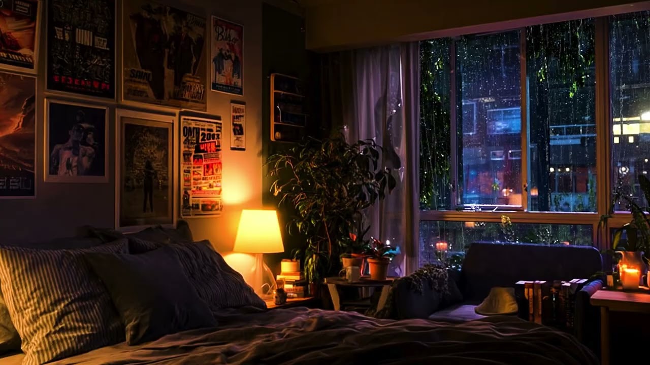 Rainy Night Nostalgia 🌧️ Cozy Bedroom Ambience for Falling Asleep in Peace
