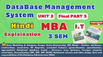 DataBase Management System || Unit 2- Part 3 Final || MBA IT 3 SEM || Studies With NITIN || DBMS