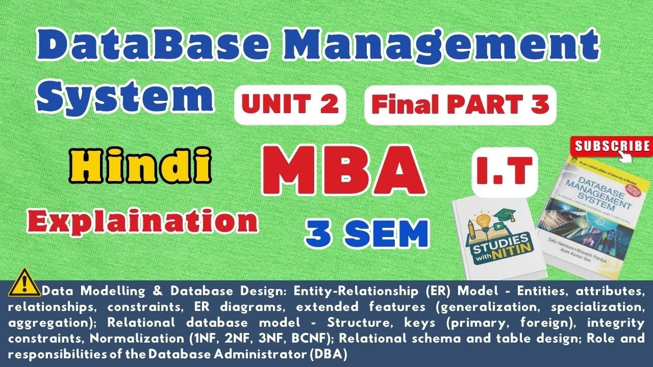 DataBase Management System || Unit 2- Part 3 Final || MBA IT 3 SEM ...