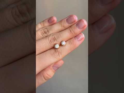 Сережки цвяшки цирконій в оправі 6 мм медична сталь позолота (x052), видео 1