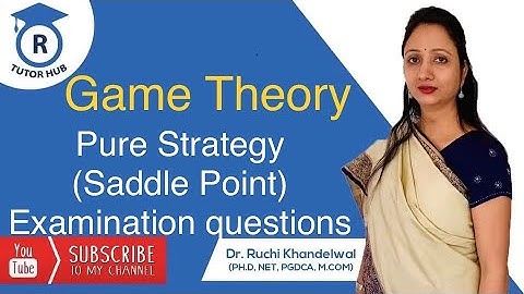 #2 Game Theory | Pure Strategy (Saddle point) | Examination Question| Dr. Ruchi Khandelwal