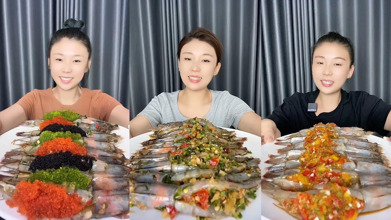 Fish Roe Stuffing 【XueYan Mukbang】Fish roe stuffed shrimp🐟🐟🦐🦐#Seafood#sashimi#asmr - YouTube