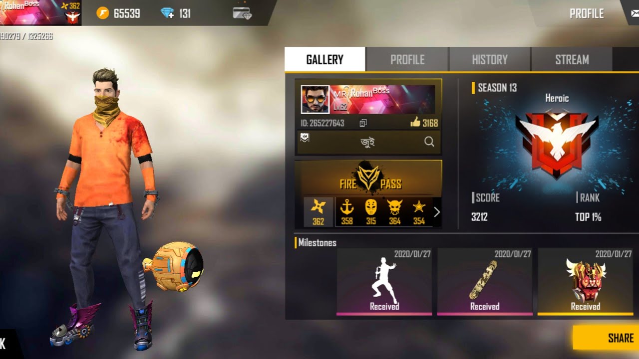 MY FREE FIRE ID COLLECTION 20K😎😎😎 YouTube