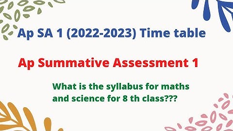 Ap SA 1 (2022-2023) Exams Time table | AP Summative Assessment 1 | SA 1 Exams time table 2023