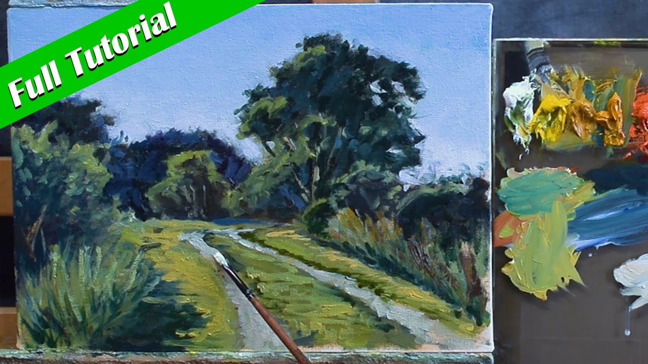 Simple Landscape For Beginners Oil Painting Lesson Youtube