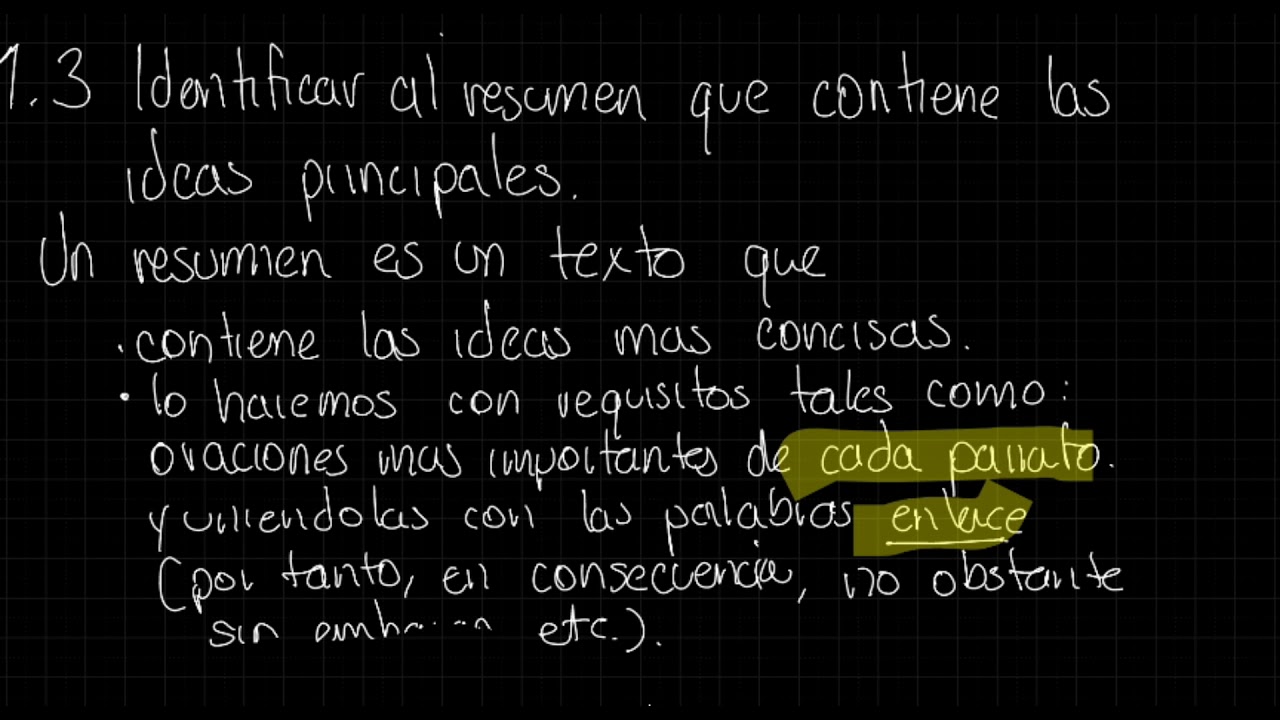 1.3 Identificar al resumen que contiene las ideas principales Habilidad