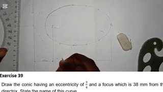 Draw the conic having an eccentricity of and a focus which is 38 mm from the directrix
