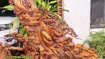 Mê mẩn trước tượng tiểu cảnh gỗ hương Gia Lai to đẹp ấn tượng .